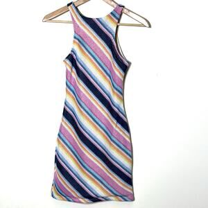 White Fox Boutique Striped Knit Lined Dress Small